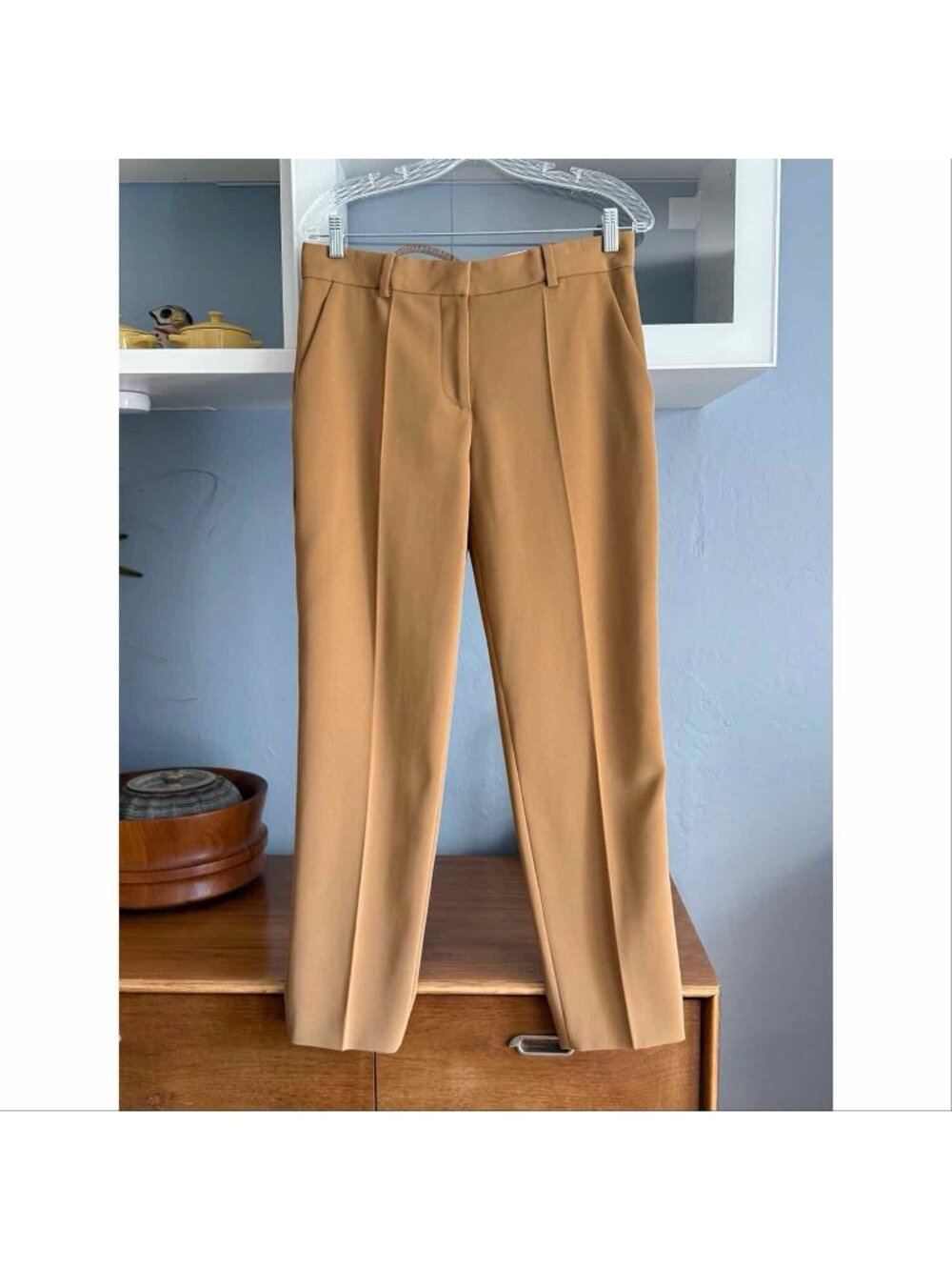Stella McCartney Wool Twill Ankle Trouser Pants Camel Size 42 Mid Rise